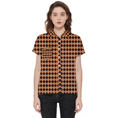 Halloween Black Orange Plaids Short Sleeve Pocket Shirt by ConteMonfrey