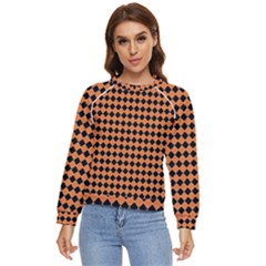 Halloween Black Orange Plaids Women s Long Sleeve Raglan Tee