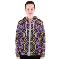 Kaleidoscope Mandala Colorful Women s Zipper Hoodie by Wegoenart