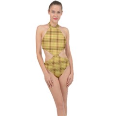 Plaid Halter Side Cut Swimsuit by nateshop