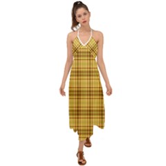 Plaid Halter Tie Back Dress  by nateshop