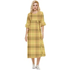 Plaid Double Cuff Midi Dress by nateshop