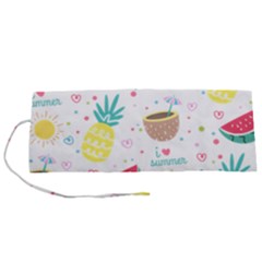 Pineapple And Watermelon Summer Fruit Roll Up Canvas Pencil Holder (s)