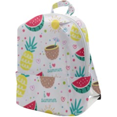 Pineapple And Watermelon Summer Fruit Zip Up Backpack by Jancukart