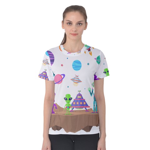 Alien Ufo Star Universe Star Vector Image Women s Cotton Tee by Jancukart