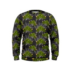 Halloween - Green Roses On Spider Web  Kids  Sweatshirt by ConteMonfrey