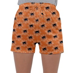 Halloween Black Orange Spiders Sleepwear Shorts by ConteMonfrey