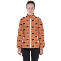 Halloween Black Orange Spiders Women s High Neck Windbreaker by ConteMonfrey