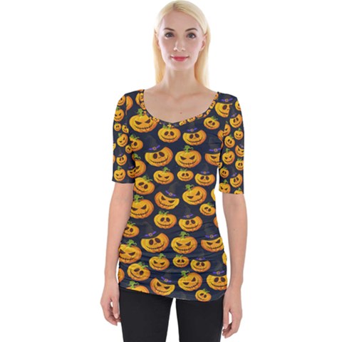 Jack O Lantern  Wide Neckline Tee by ConteMonfrey