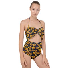 Jack O Lantern  Scallop Top Cut Out Swimsuit