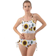 Nature Honeybee Sunflower Leaves Leaf Seamless Background Mini Tank Bikini Set