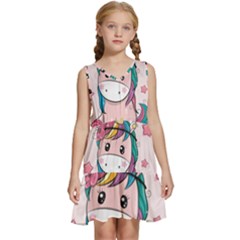 Cartoon Unicorn Fantasy Kids  Sleeveless Tiered Mini Dress by Jancukart