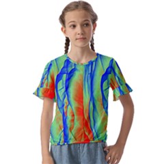 Pattern Design Decorative Art Kids  Cuff Sleeve Scrunch Bottom Tee