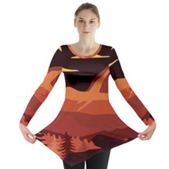 Mountain Forest Full Moon Long Sleeve Tunic 