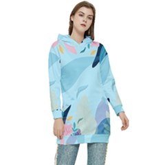 Illustration Leaves Leaf Nature Background Plant Women s Long Oversized Pullover Hoodie by Ravend