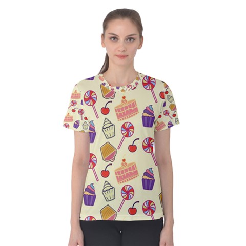 Cupcake Pattern Lollipop Women s Cotton Tee by Ravend