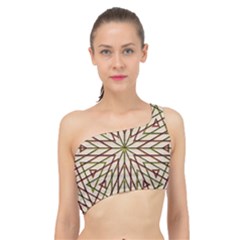 Kaleidoscope Line Triangle Pattern Spliced Up Bikini Top  by Ravend