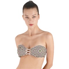 Kaleidoscope Line Triangle Pattern Twist Bandeau Bikini Top by Ravend