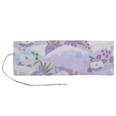 Purple Japanese Pattern Texture Violet Textile Roll Up Canvas Pencil Holder (m)