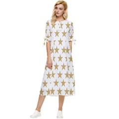 Stars-3 Bow Sleeve Chiffon Midi Dress