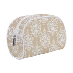 Clean Brown And White Ornament Damask Vintage Make Up Case (small) by ConteMonfrey