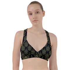 Black And Green Ornament Damask Vintage Sweetheart Sports Bra by ConteMonfrey