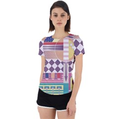 Abstract Shapes Colors Gradient Back Cut Out Sport Tee