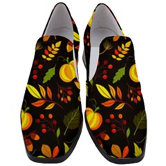 Pumpkin Fall Autumn Pattern Women Slip On Heel Loafers