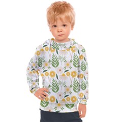 Flower White Pattern Floral Nature Kids  Hooded Pullover by Wegoenart