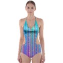 Blue Magenta Speckles Line Cut-Out One Piece Swimsuit View1