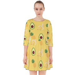 Pineapple Banana Fruit Pattern Smock Dress by Wegoenart