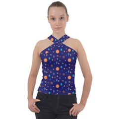 Space Sun Mercury Venus Earth Planet Galaxy Cross Neck Velour Top by Wegoenart