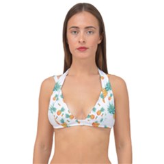 Pineapple Background Pattern Fruit Double Strap Halter Bikini Top