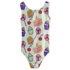 Cupcake Pattern Lollipop Kids  Cut-out Back One Piece Swimsuit by Wegoenart