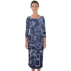 Internet Planet Drink Computer Quarter Sleeve Midi Bodycon Dress by Wegoenart