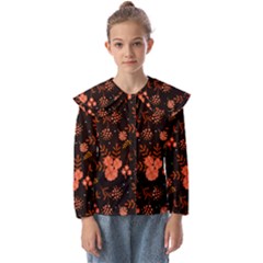 Autumn Night Pattern Glitter Kids  Peter Pan Collar Blouse