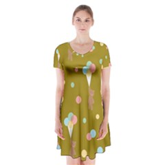 Bear 3 Short Sleeve V-neck Flare Dress