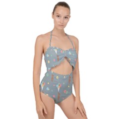 Bear 7 Scallop Top Cut Out Swimsuit by nateshop