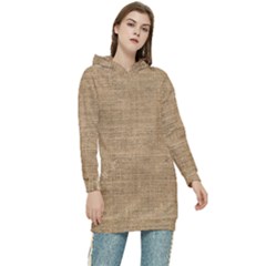 Burlap Texture Women s Long Oversized Pullover Hoodie