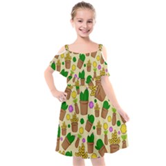 Cactus Kids  Cut Out Shoulders Chiffon Dress by nateshop