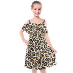 Cheetah Kids  Cut Out Shoulders Chiffon Dress by nateshop