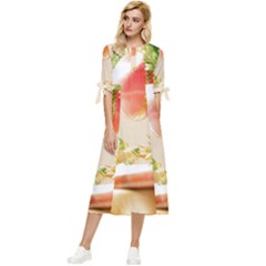 Christmas Decoration 11 Bow Sleeve Chiffon Midi Dress by artworkshop