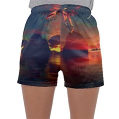 Digital Art Artwork Fantasy Landscape Sky Nature Sleepwear Shorts by danenraven