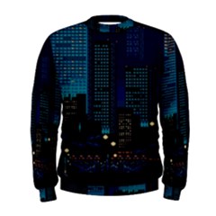 City Building Pixel Art Vaporwave Men s Sweatshirt by danenraven