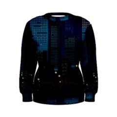 City Building Pixel Art Vaporwave Women s Sweatshirt by danenraven