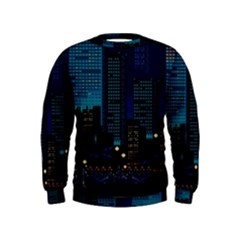 City Building Pixel Art Vaporwave Kids  Sweatshirt by danenraven