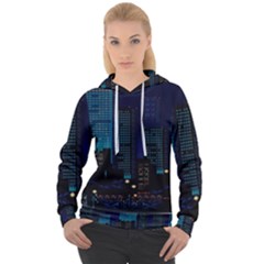 City Building Pixel Art Vaporwave Women s Overhead Hoodie by danenraven