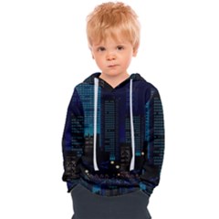 City Building Pixel Art Vaporwave Kids  Overhead Hoodie by danenraven