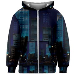 City Building Pixel Art Vaporwave Kids  Zipper Hoodie Without Drawstring by danenraven