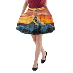 Himalaya Mountains Landscape  Nature A-line Pocket Skirt